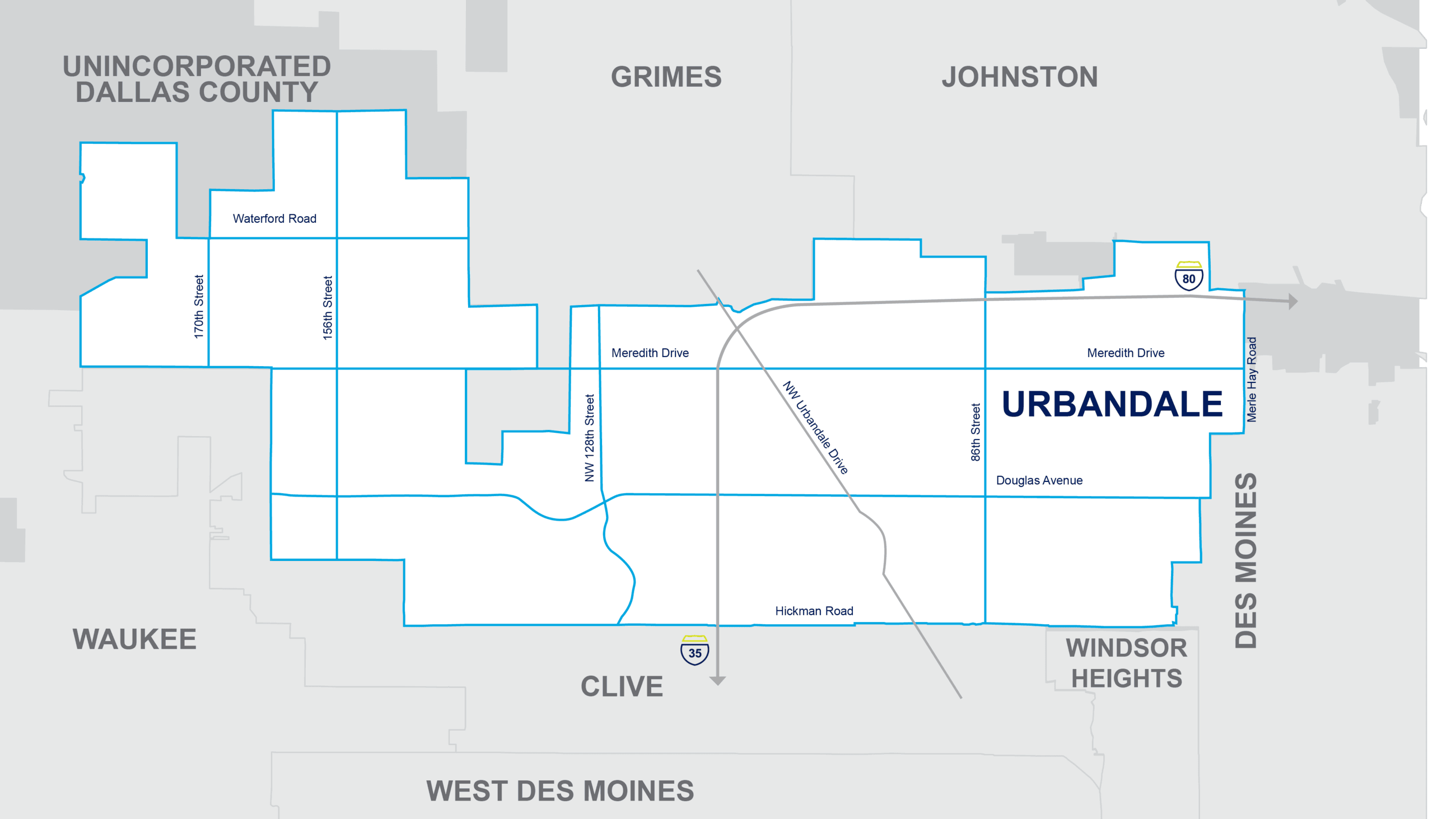 Map with surrounding cities