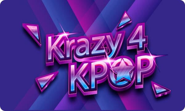 Bright graphic that reads Krazy 4 KPOP