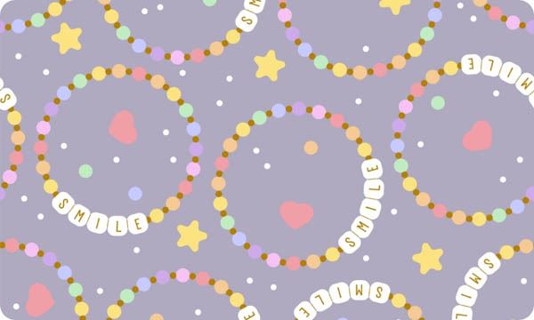 Seamless Pattern with Kids Friendship Bracelets and Letter Beads