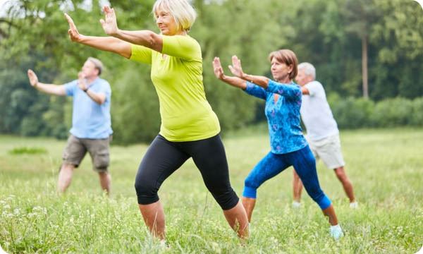 Seniors in the Wellness Class Are Doing Qi Gong