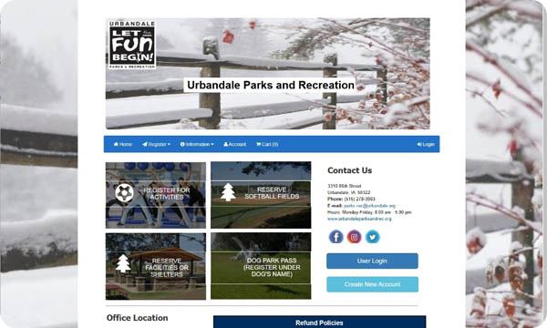 Screenshot of senior program registration website