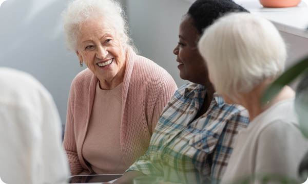 Multiethnic Elderly Women Talking