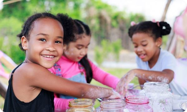 Children doing arts and crafts together